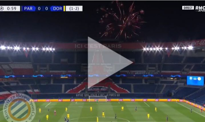 Kibice PSG puszczają FAJERWERKI przed stadionem... [VIDEO]